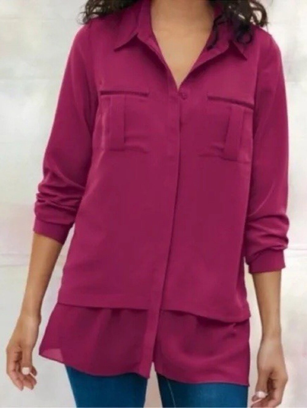 Soft Surroundings Rossini Layered Long Sleeve Blouse New